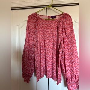 J. Crew Red and White Blouse